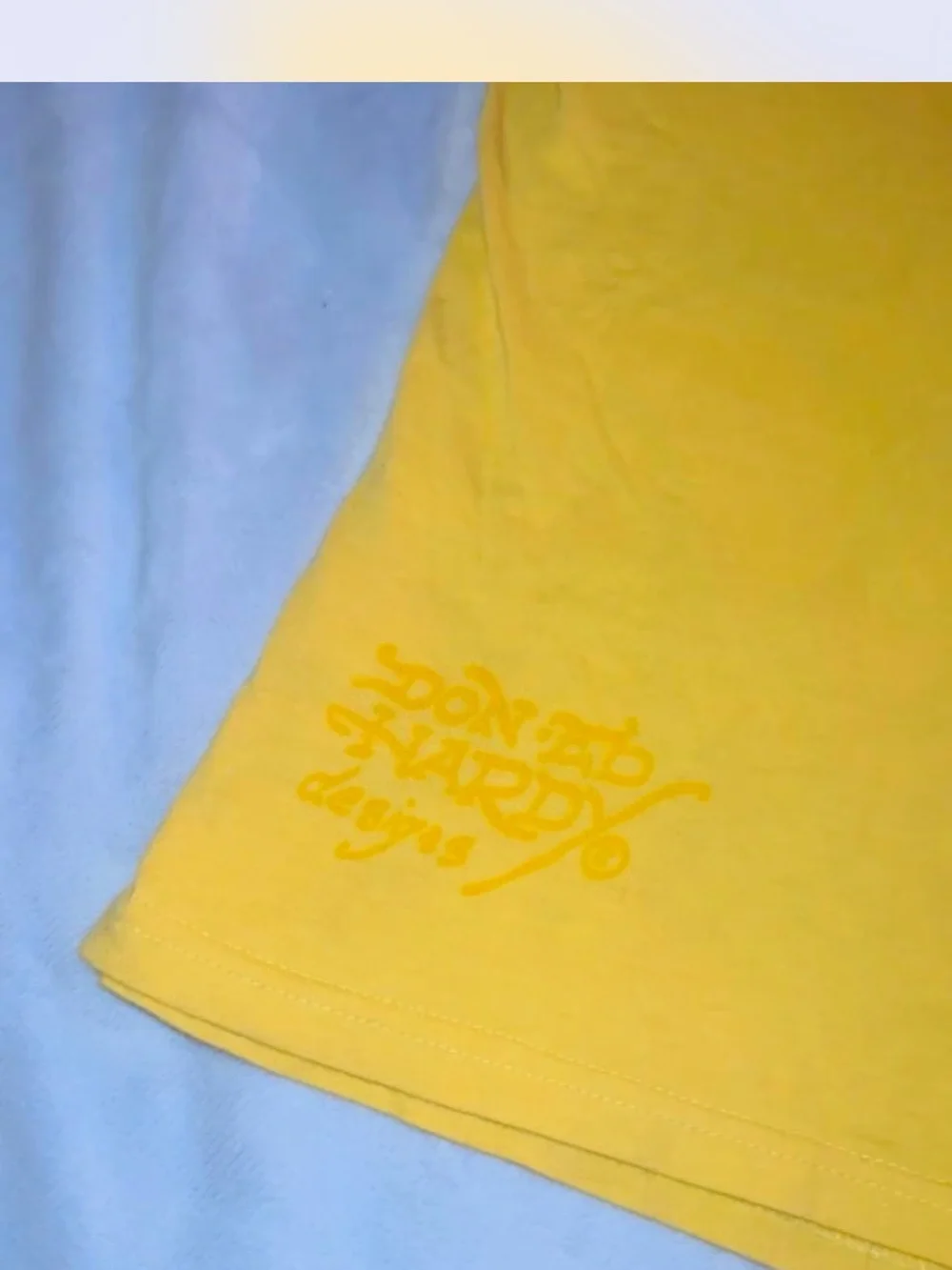 RARE VINTAGE Ed Hardy Women’s Yellow Graphic Tee with Panther & Roses